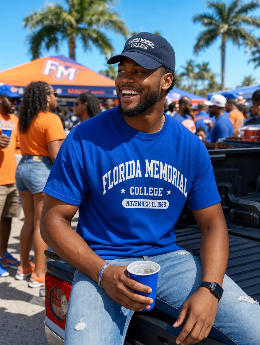 Heritage Collection lifestyle photo — game day tailgate with a heritage dad hat
