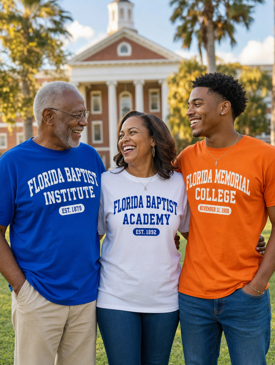 Heritage Collection lifestyle photo — three generations wearing heritage tees together
