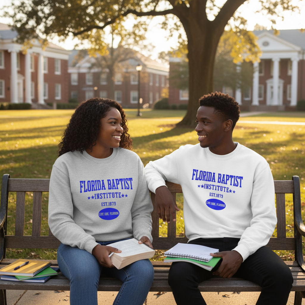 Florida Baptist Institute Heritage Premium Sweatshirt — Royal Blue Print — Est. 1879