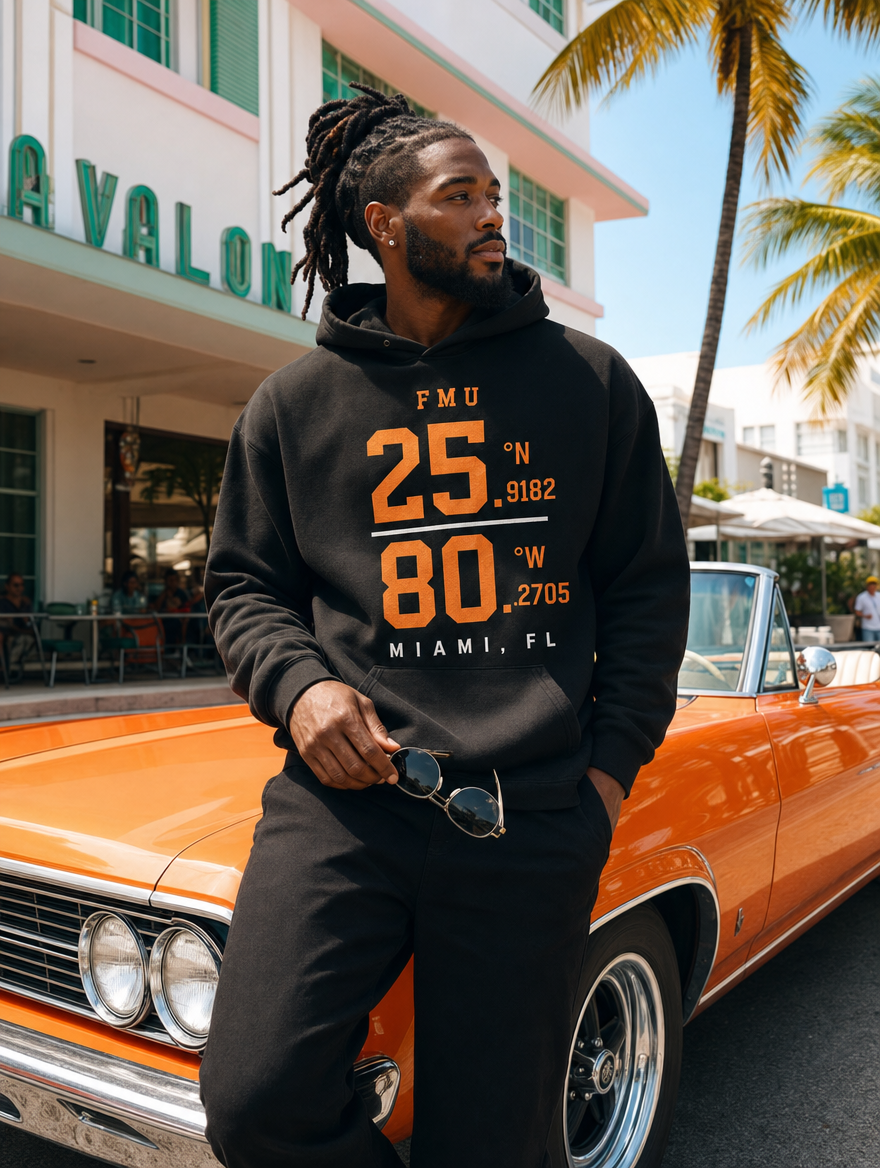 FMU Coordinates black hoodie vintage car