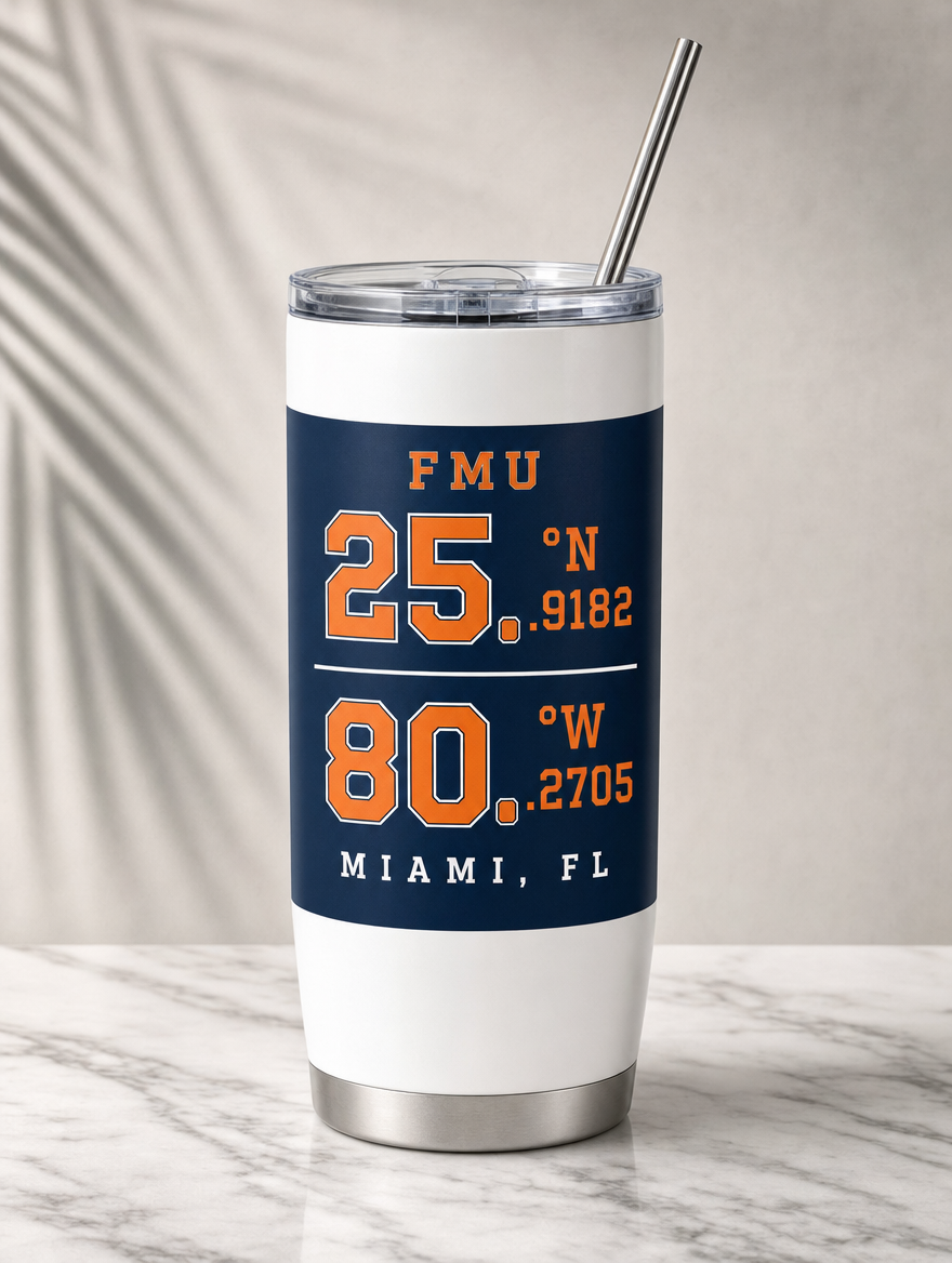 FMU Coordinates tumbler studio product shot
