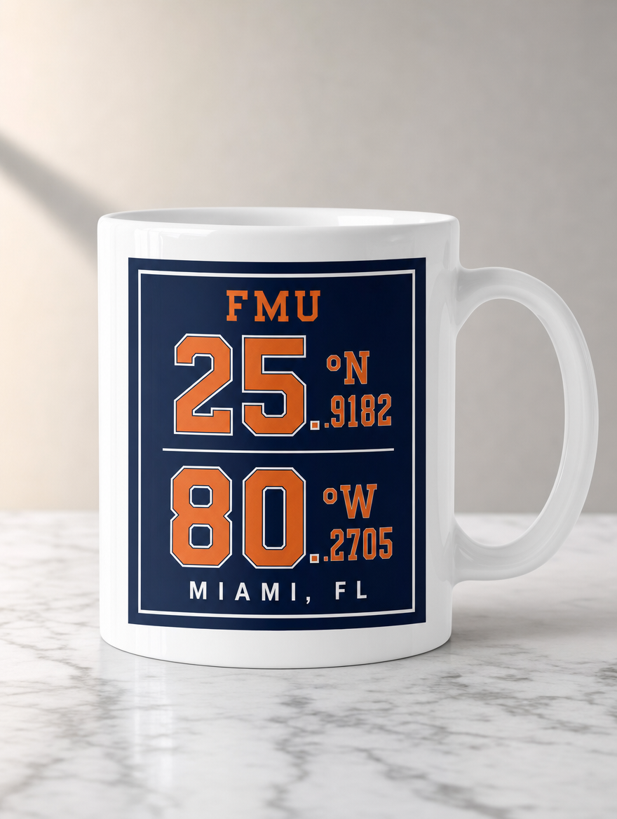 FMU Coordinates mug studio product shot centered
